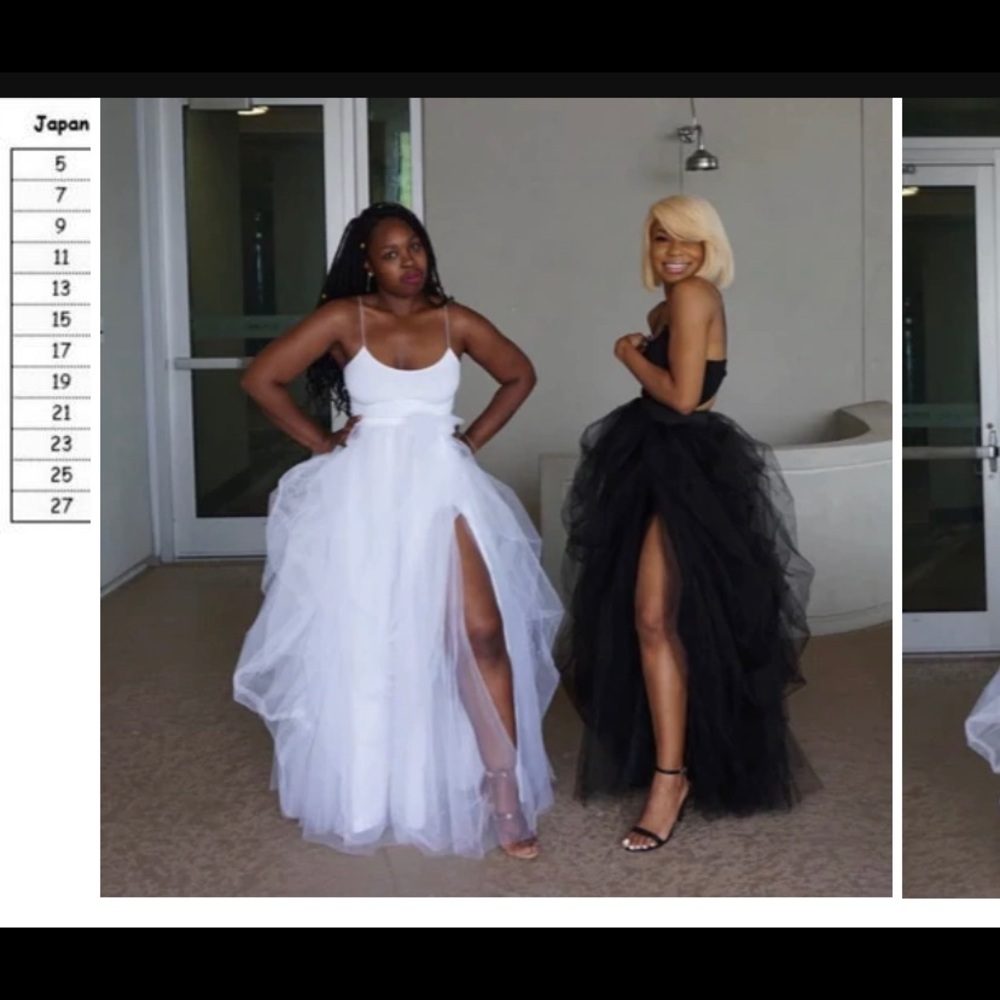 OYEMWEN HIGH SLIT TULLE SKIRT WHITE